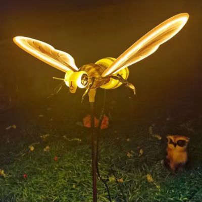 不锈钢彩绘蜜蜂灯光雕塑 昆虫系列雕塑厂家定制