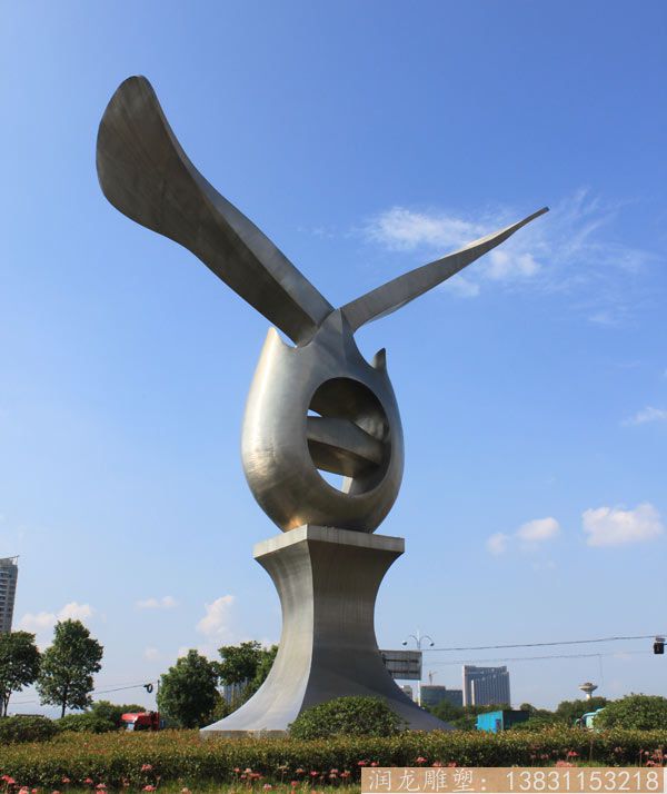 不锈钢老鹰展翅雕塑 抽象动物老鹰雕塑