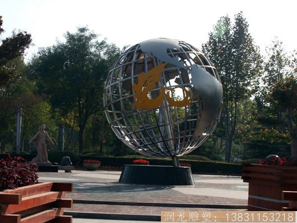 不锈钢镂空地球仪雕塑 镂空地球仪雕塑 校园地球仪雕塑